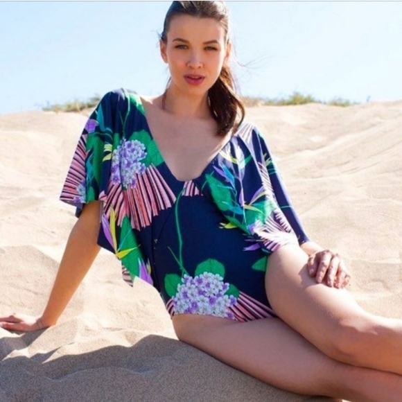 Trina Turk Floral Midnight Harvest Swimsuit - Picture 2 of 16